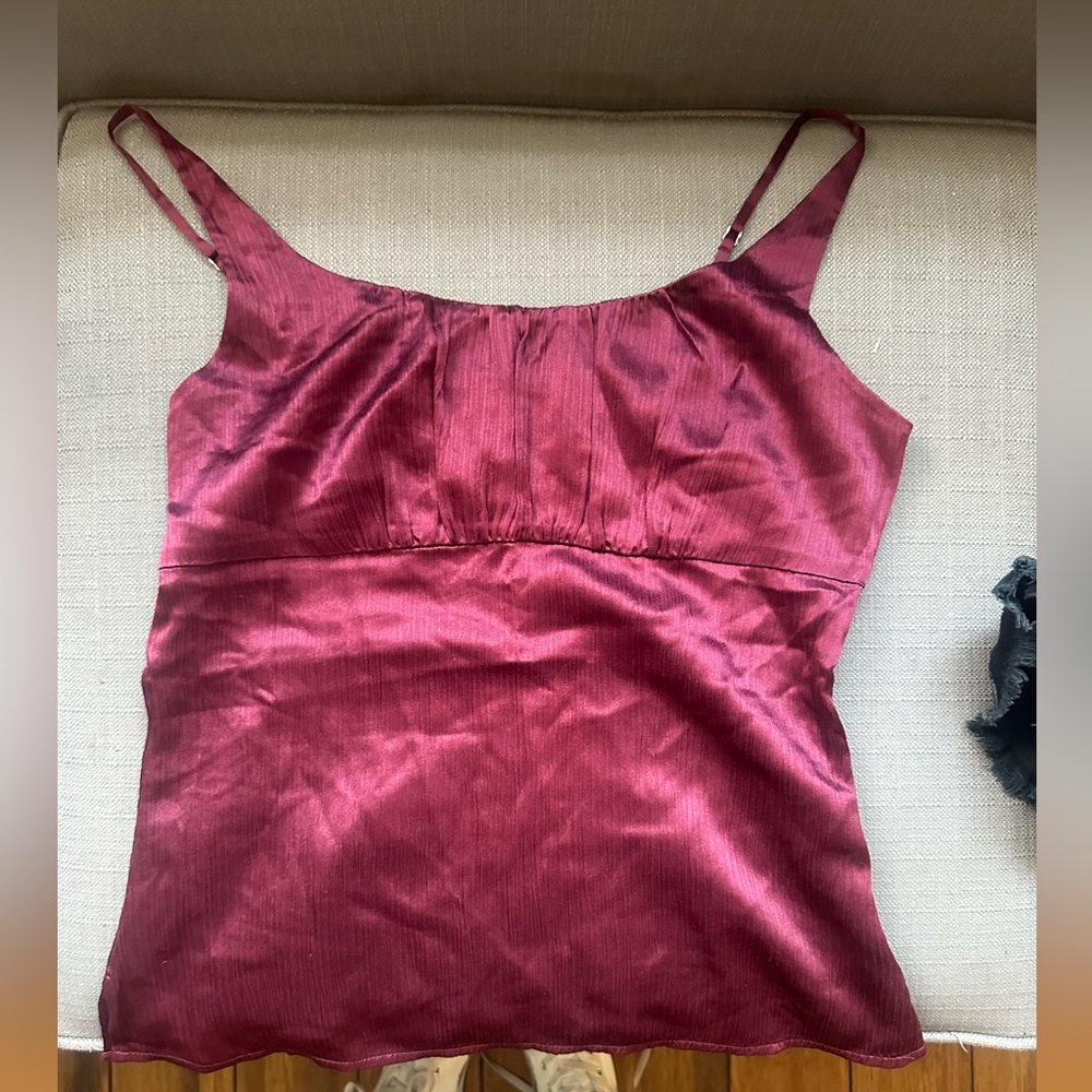 Vintage red wine silk tank